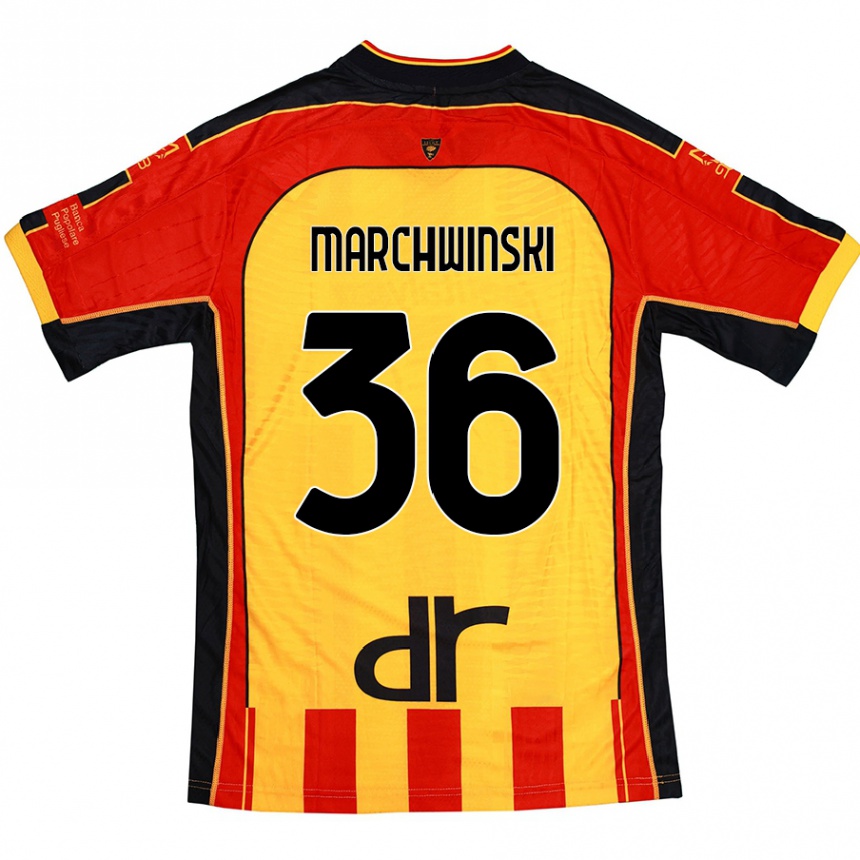 Kids Football Filip Marchwinski #36 Yellow Red Home Jersey 2024/25 T-Shirt Australia