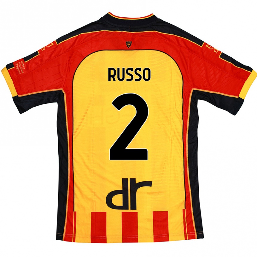 Kids Football Luca Russo #2 Yellow Red Home Jersey 2024/25 T-Shirt Australia