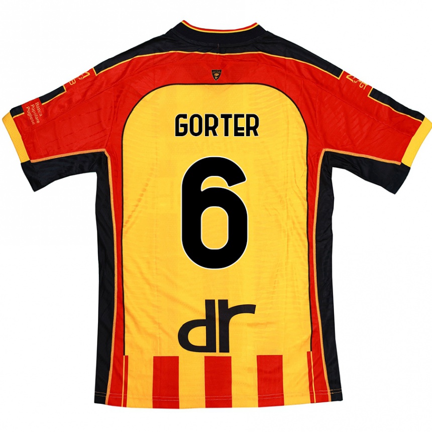 Kids Football Olaf Gorter #6 Yellow Red Home Jersey 2024/25 T-Shirt Australia