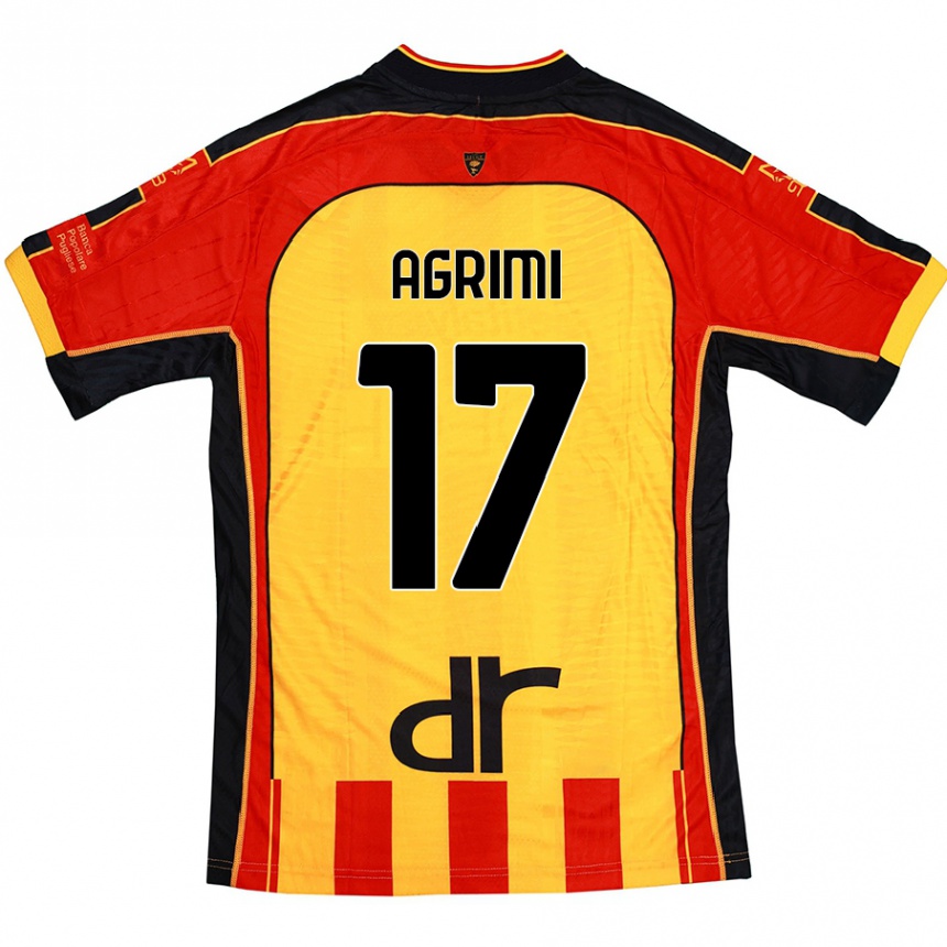 Kids Football Matteo Agrimi #17 Yellow Red Home Jersey 2024/25 T-Shirt Australia