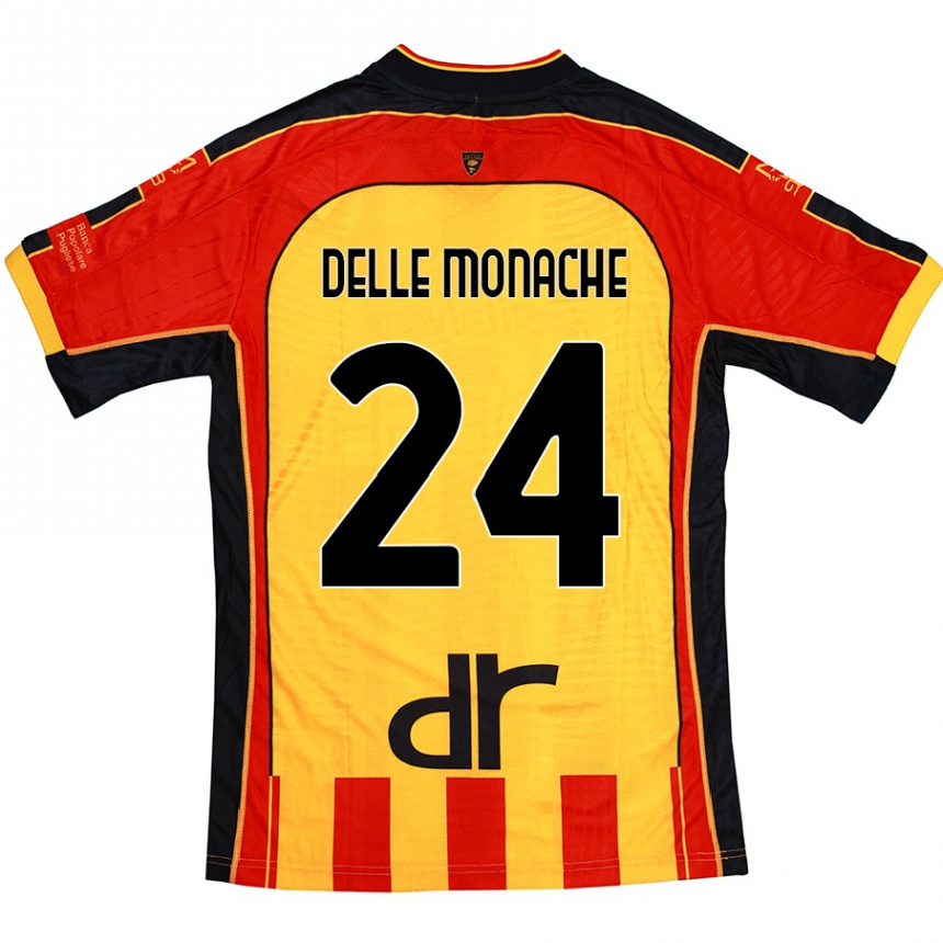 Kids Football Marco Delle Monache #24 Yellow Red Home Jersey 2024/25 T-Shirt Australia