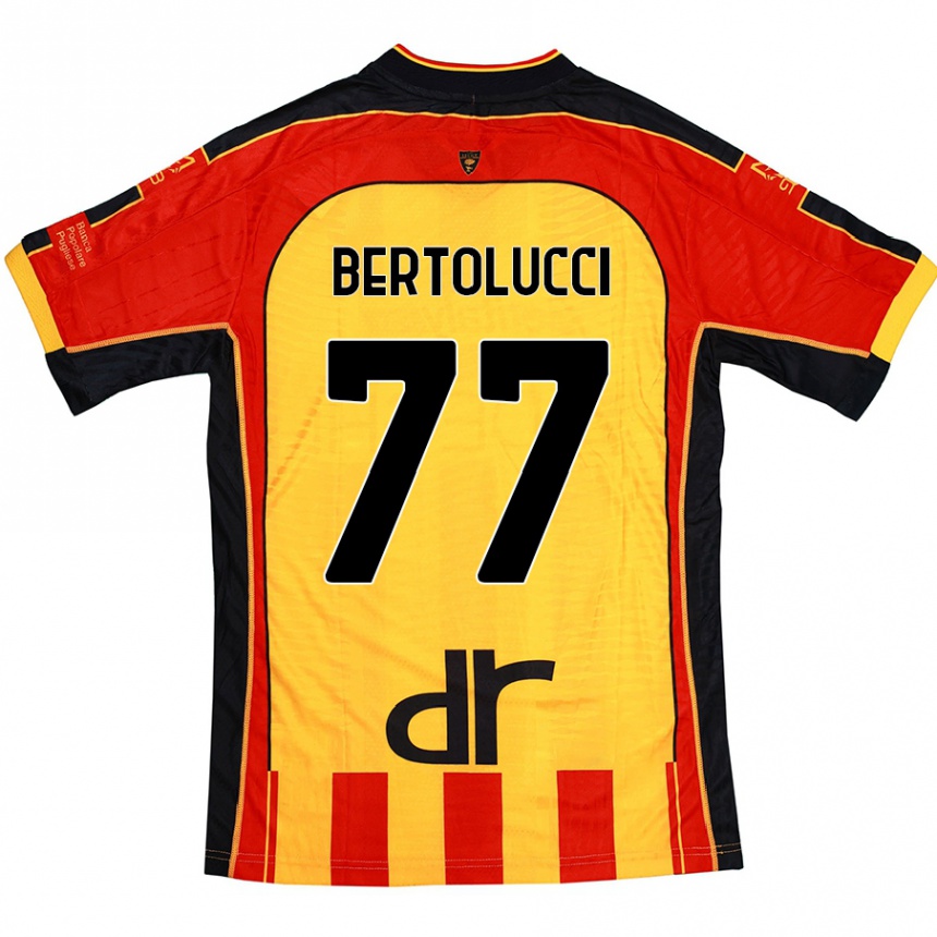 Kids Football Sandro Bertolucci #77 Yellow Red Home Jersey 2024/25 T-Shirt Australia