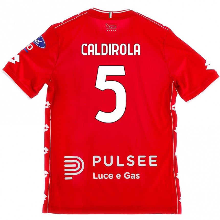 Kids Football Luca Caldirola #5 Red White Home Jersey 2024/25 T-Shirt Australia