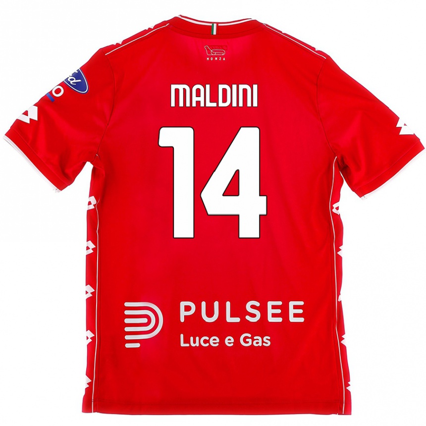 Kids Football Daniel Maldini #14 Red White Home Jersey 2024/25 T-Shirt Australia