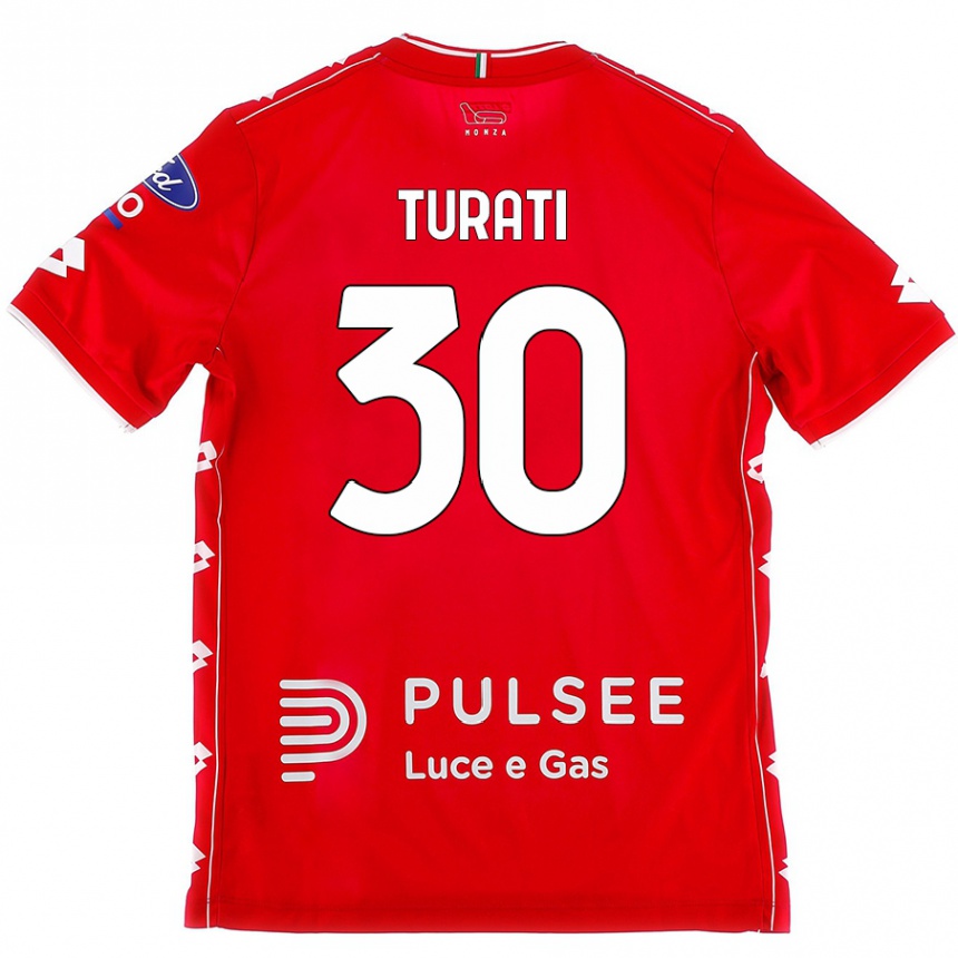 Kids Football Stefano Turati #30 Red White Home Jersey 2024/25 T-Shirt Australia