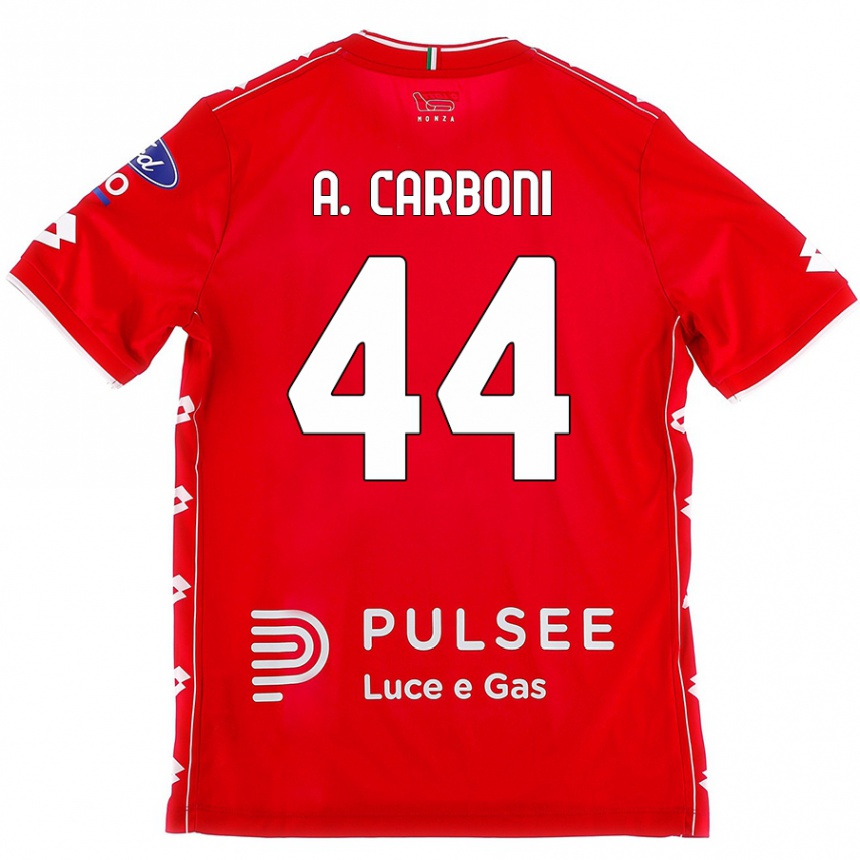 Kids Football Andrea Carboni #44 Red White Home Jersey 2024/25 T-Shirt Australia