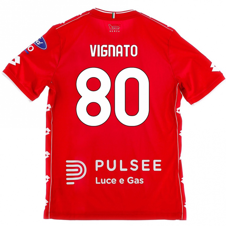 Kids Football Samuele Vignato #80 Red White Home Jersey 2024/25 T-Shirt Australia