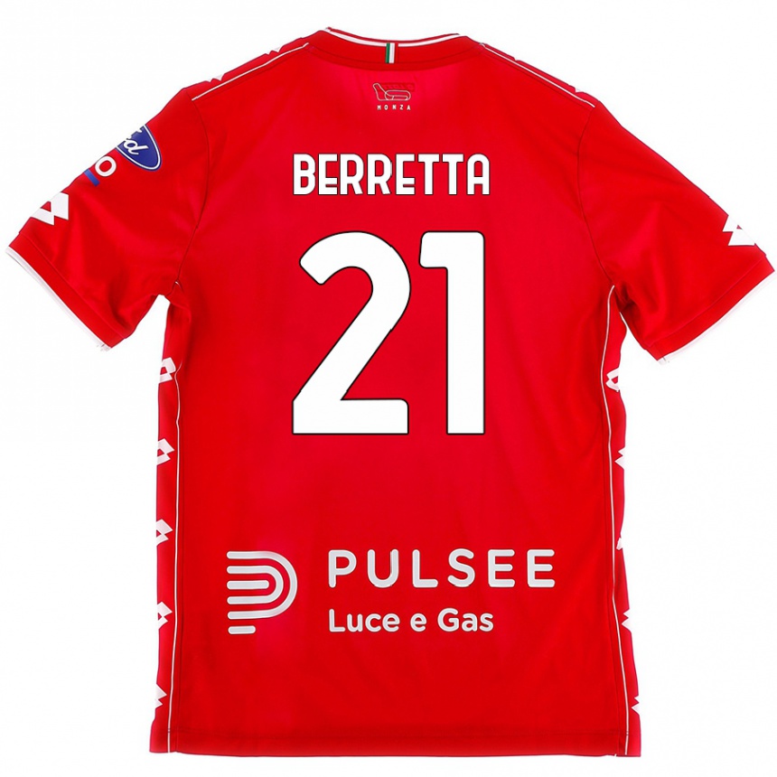 Kids Football Alessandro Berretta #21 Red White Home Jersey 2024/25 T-Shirt Australia