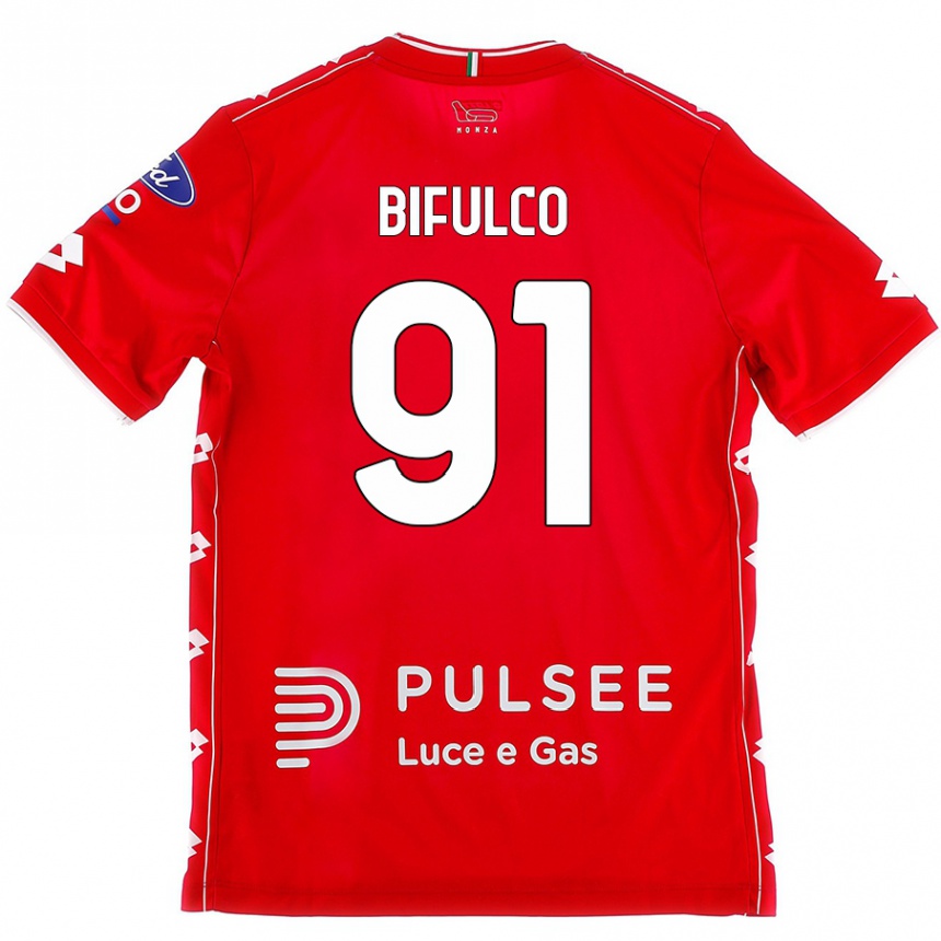 Kids Football Davide Bifulco #91 Red White Home Jersey 2024/25 T-Shirt Australia