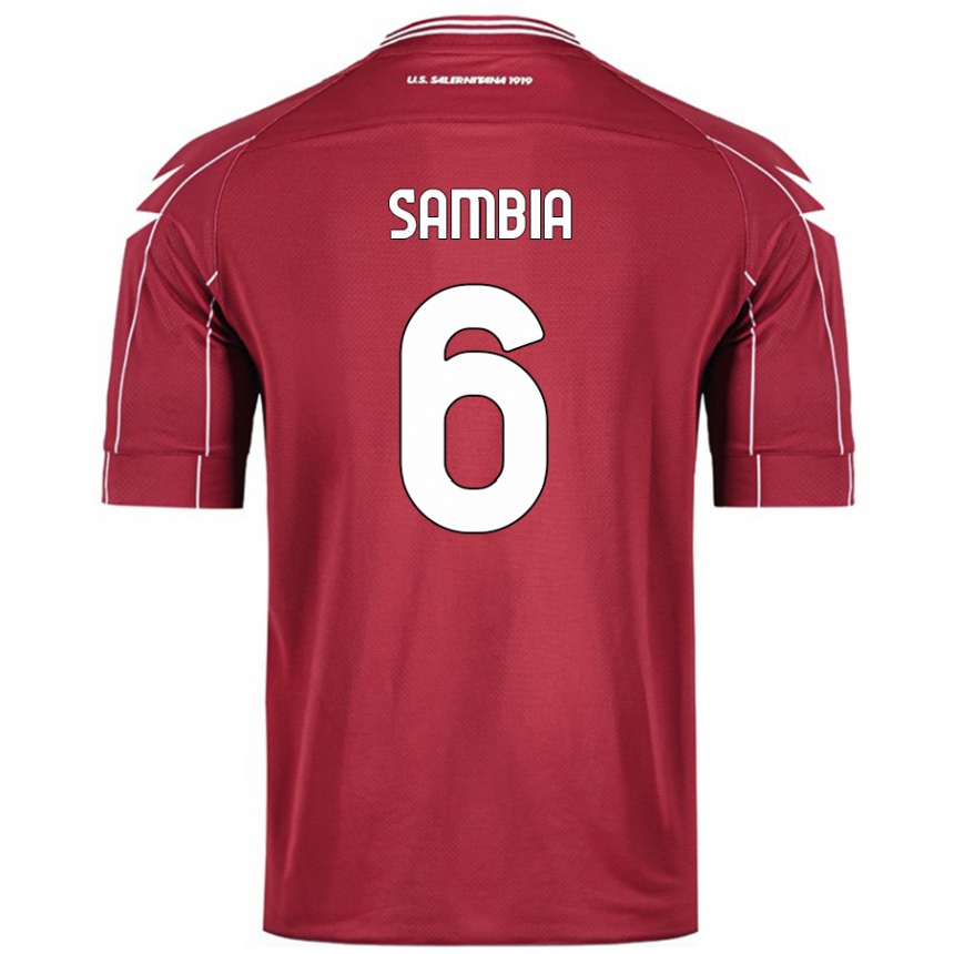 Kids Football Junior Sambia #6 Burgundy Home Jersey 2024/25 T-Shirt Australia