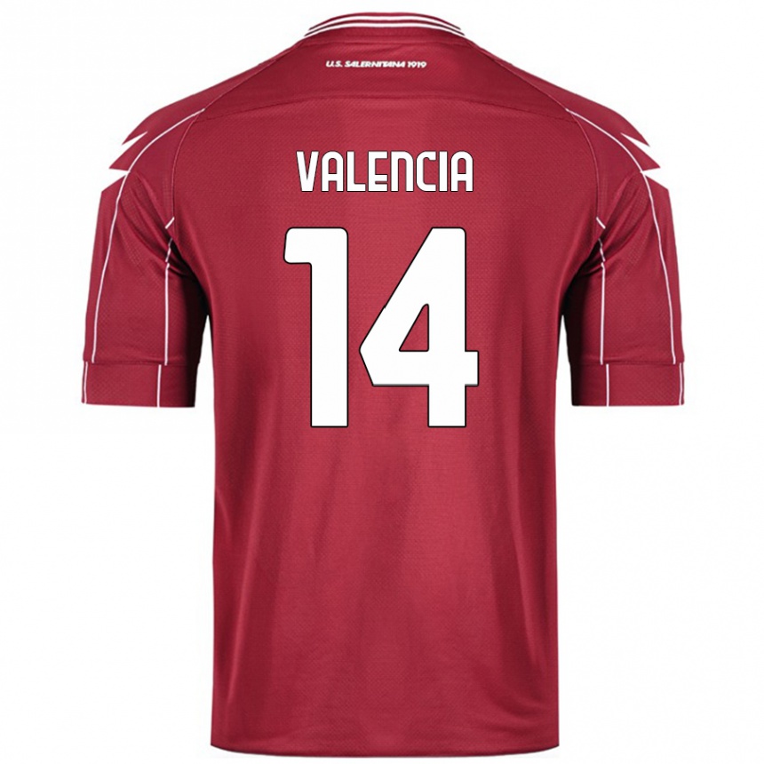 Kids Football Diego Valencia #14 Burgundy Home Jersey 2024/25 T-Shirt Australia