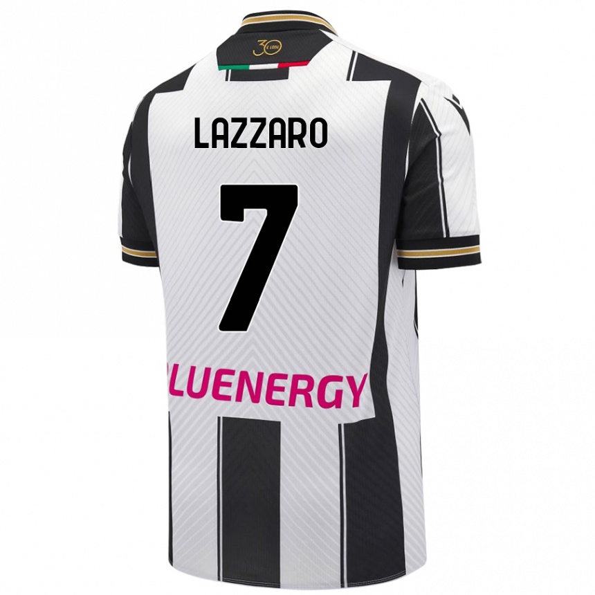 Kids Football Davide Lazzaro #7 White Black Home Jersey 2024/25 T-Shirt Australia