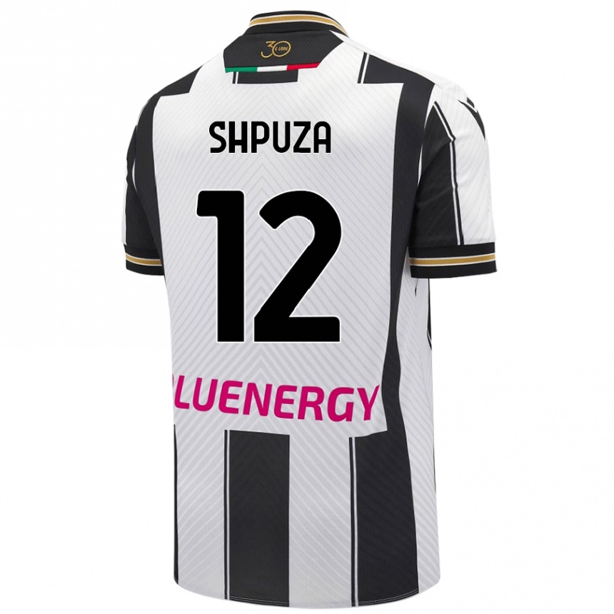 Kids Football Kleo Shpuza #12 White Black Home Jersey 2024/25 T-Shirt Australia