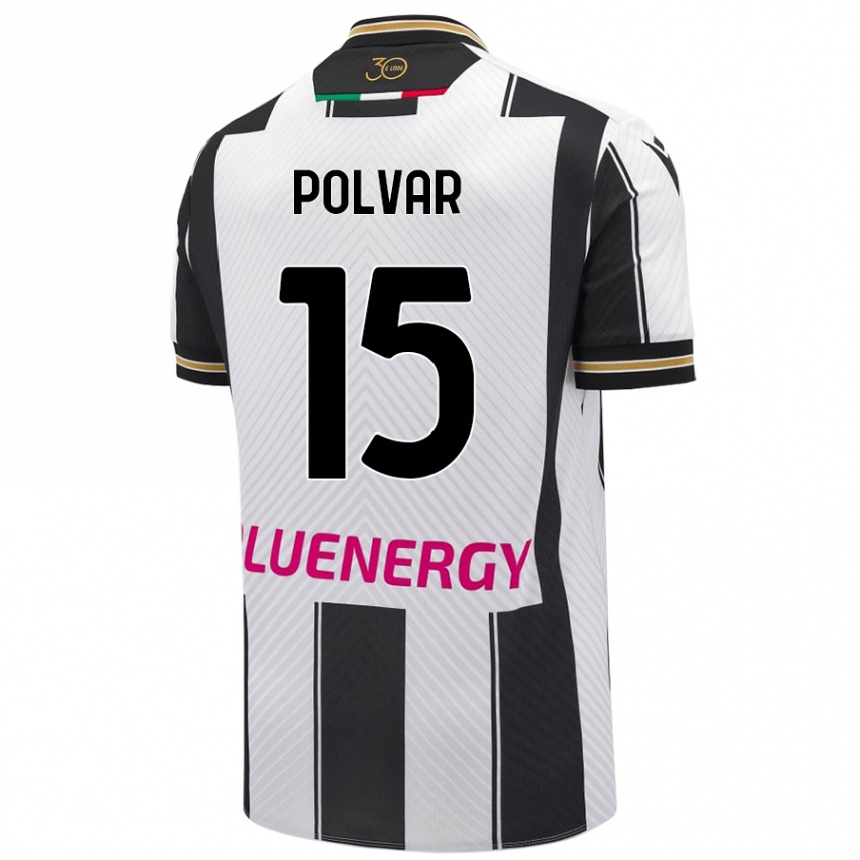 Kids Football Francesco Polvar #15 White Black Home Jersey 2024/25 T-Shirt Australia