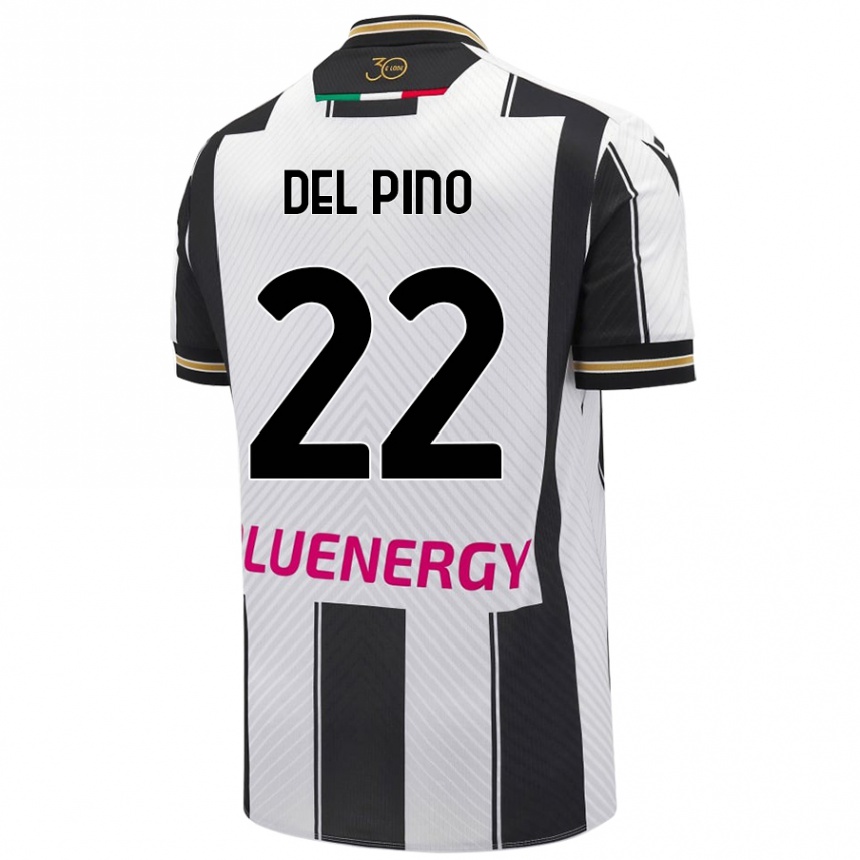 Kids Football Lorenzo Del Pino #22 White Black Home Jersey 2024/25 T-Shirt Australia