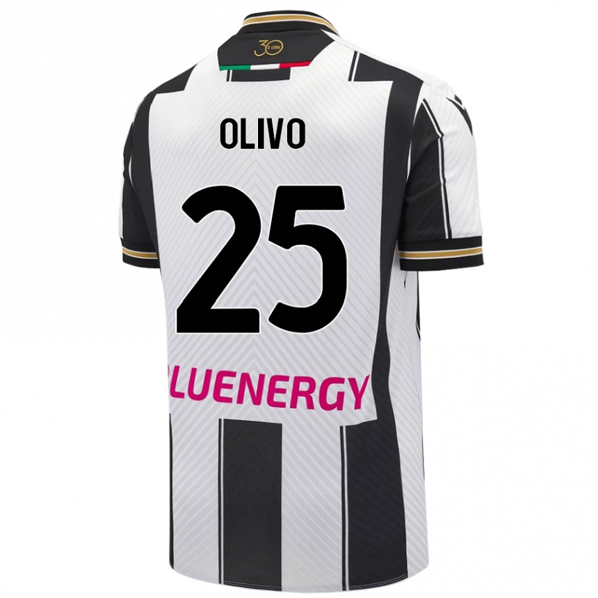 Kids Football Gioele Olivo #25 White Black Home Jersey 2024/25 T-Shirt Australia