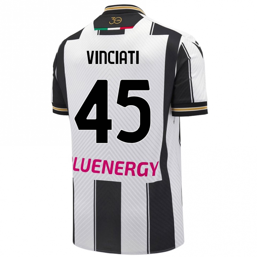 Kids Football Giulio Vinciati #45 White Black Home Jersey 2024/25 T-Shirt Australia