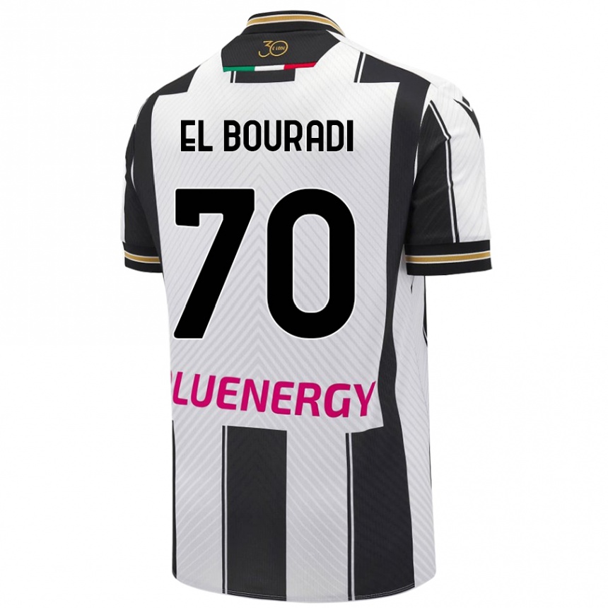 Kids Football Walid El Bouradi #70 White Black Home Jersey 2024/25 T-Shirt Australia