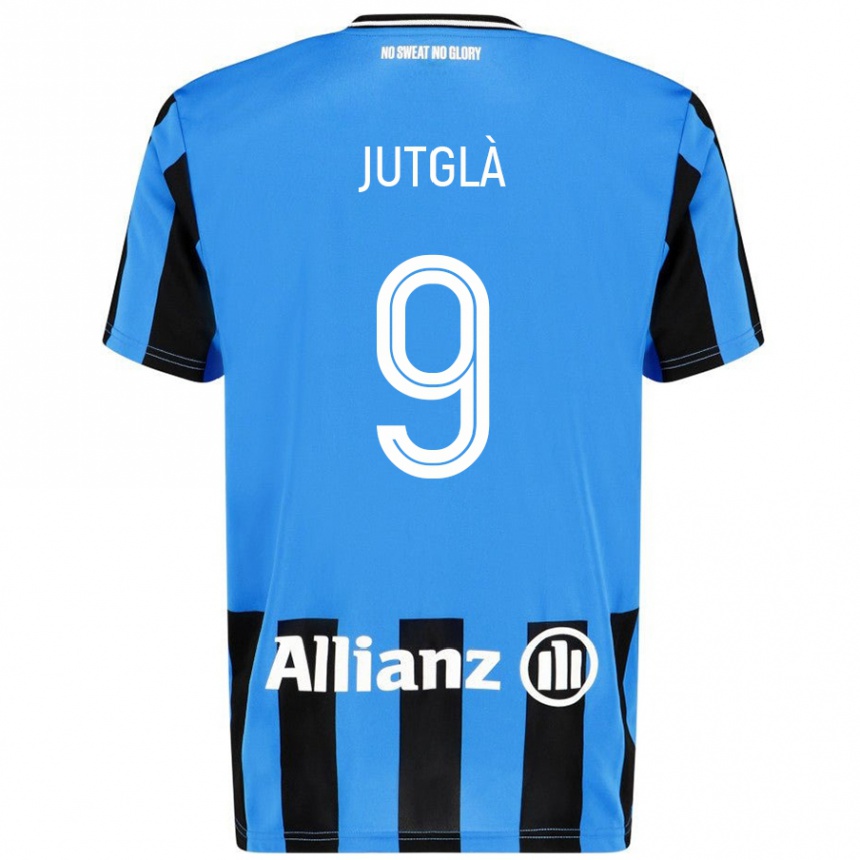 Kids Football Ferran Jutglà #9 Sky Blue Black Home Jersey 2024/25 T-Shirt Australia