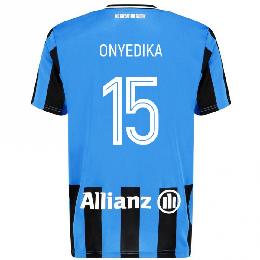 Kids Football Raphael Onyedika #15 Sky Blue Black Home Jersey 2024/25 T-Shirt Australia