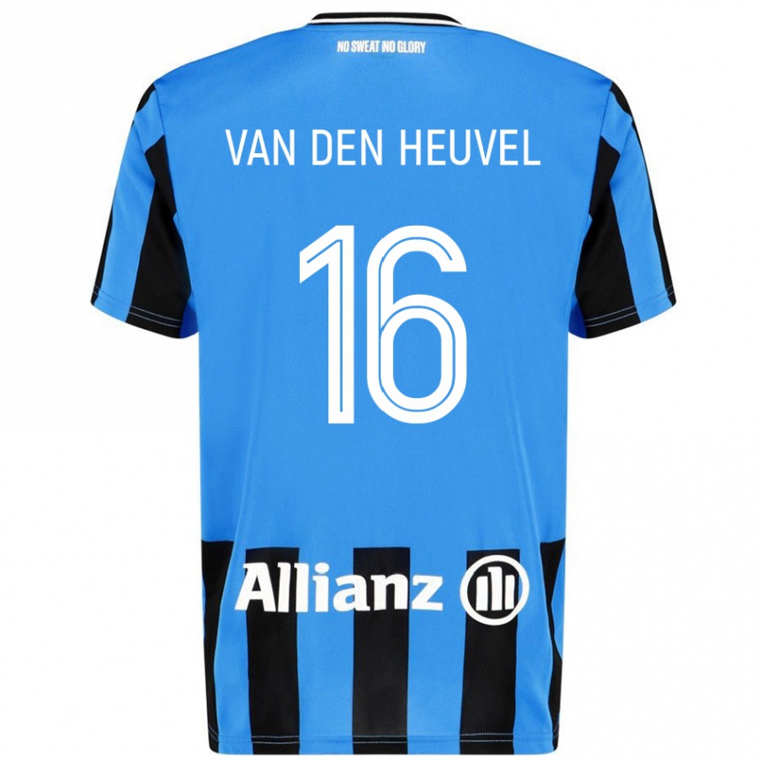 Kids Football Dani Van Den Heuvel #16 Sky Blue Black Home Jersey 2024/25 T-Shirt Australia