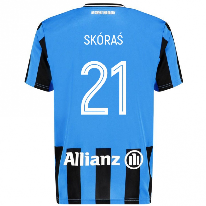 Kids Football Michal Skoras #21 Sky Blue Black Home Jersey 2024/25 T-Shirt Australia