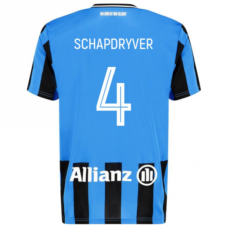 Kids Football Emely Schapdryver #4 Sky Blue Black Home Jersey 2024/25 T-Shirt Australia