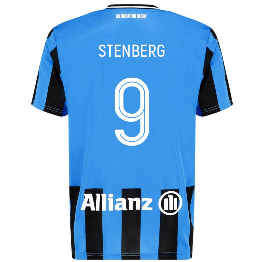 Kids Football Hanna Stenberg #9 Sky Blue Black Home Jersey 2024/25 T-Shirt Australia