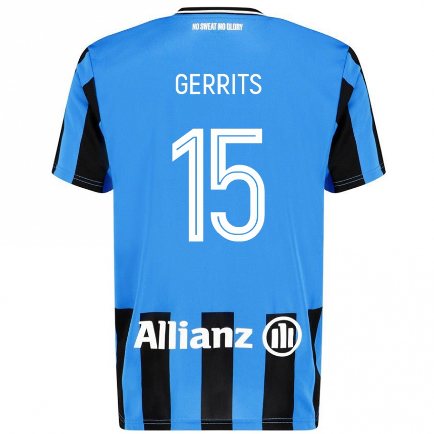 Kids Football Melanie Gerrits #15 Sky Blue Black Home Jersey 2024/25 T-Shirt Australia