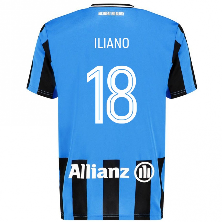 Kids Football Isabelle Iliano #18 Sky Blue Black Home Jersey 2024/25 T-Shirt Australia