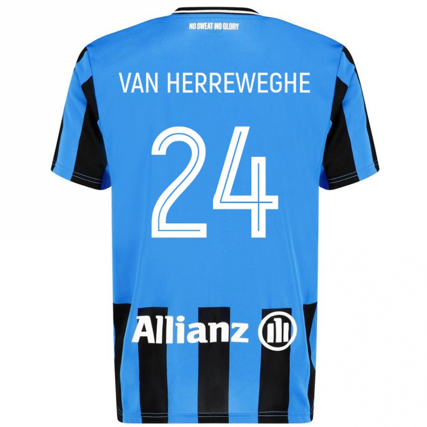 Kids Football Febe Van Herreweghe #24 Sky Blue Black Home Jersey 2024/25 T-Shirt Australia