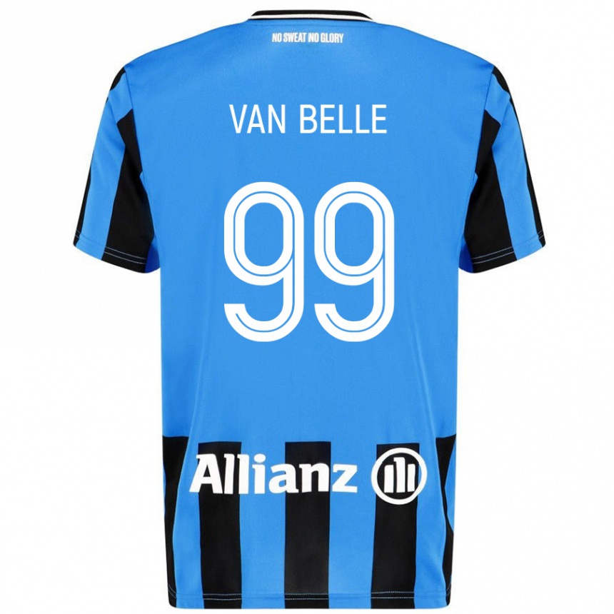 Kids Football Lyndsey Van Belle #99 Sky Blue Black Home Jersey 2024/25 T-Shirt Australia