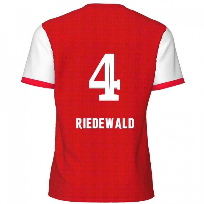 Kids Football Jairo Riedewald #4 Red White Home Jersey 2024/25 T-Shirt Australia