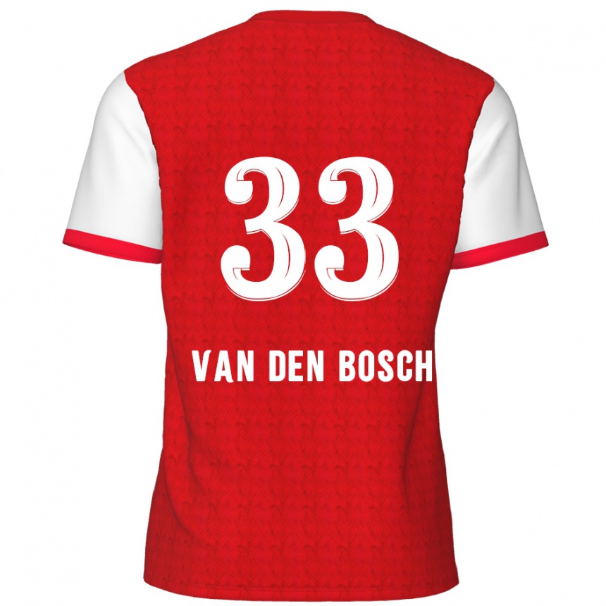 Kids Football Zeno Van Den Bosch #33 Red White Home Jersey 2024/25 T-Shirt Australia