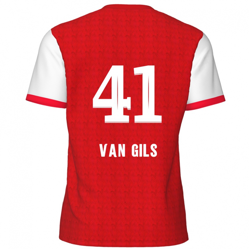 Kids Football Mathis Van Gils #41 Red White Home Jersey 2024/25 T-Shirt Australia