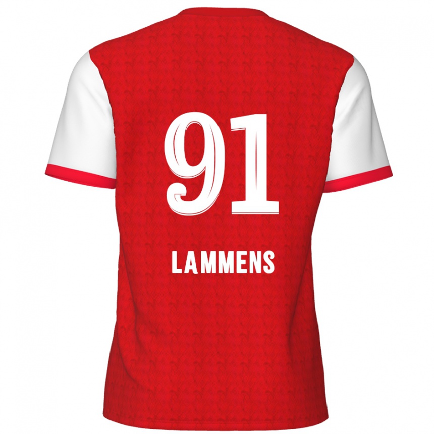 Kids Football Senne Lammens #91 Red White Home Jersey 2024/25 T-Shirt Australia