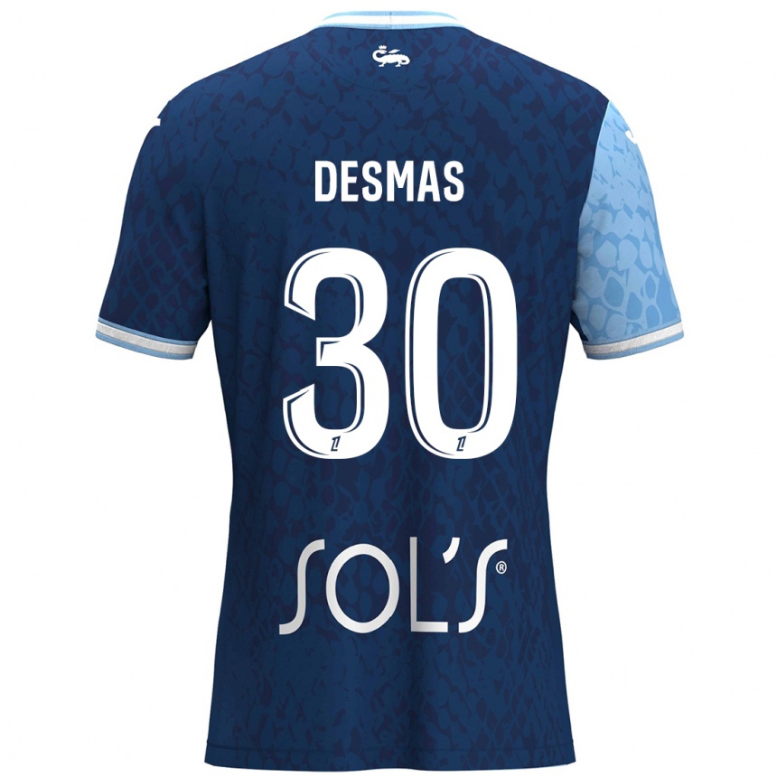 Kids Football Arthur Desmas #30 Sky Blue Dark Blue Home Jersey 2024/25 T-Shirt Australia