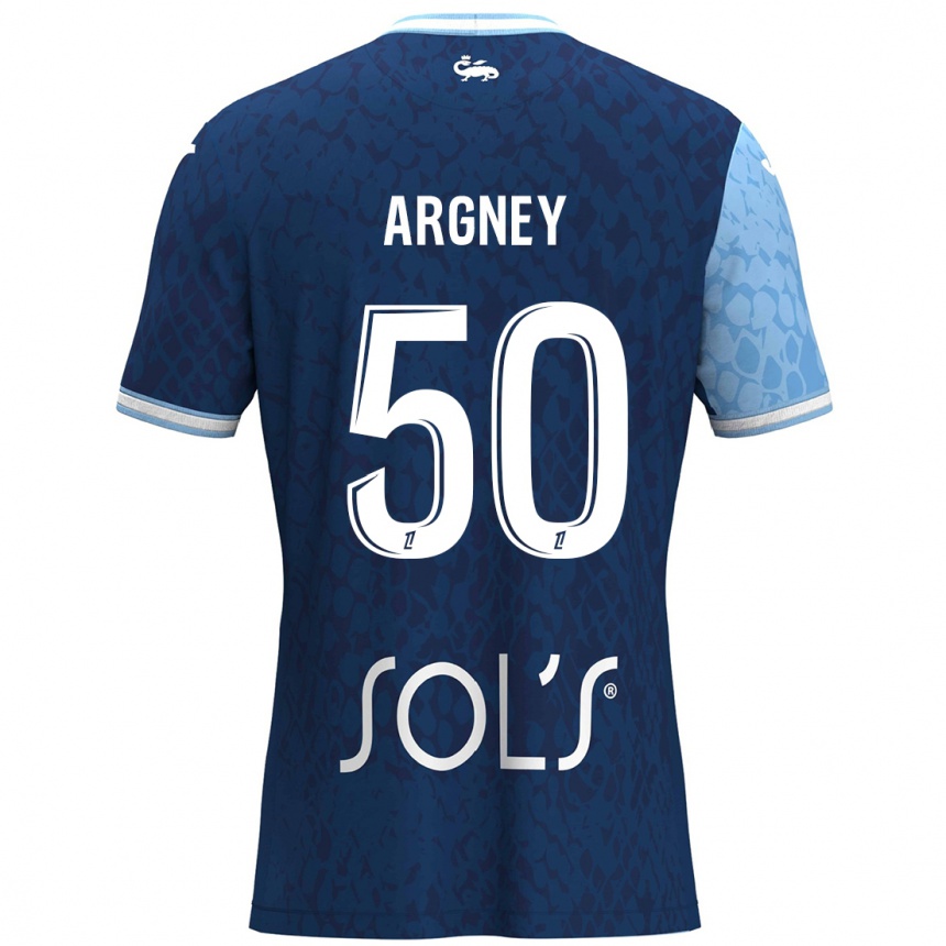 Kids Football Paul Argney #50 Sky Blue Dark Blue Home Jersey 2024/25 T-Shirt Australia