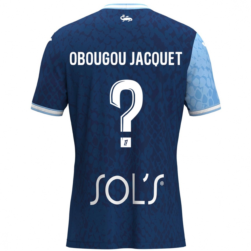 Kids Football Noam Obougou Jacquet #0 Sky Blue Dark Blue Home Jersey 2024/25 T-Shirt Australia