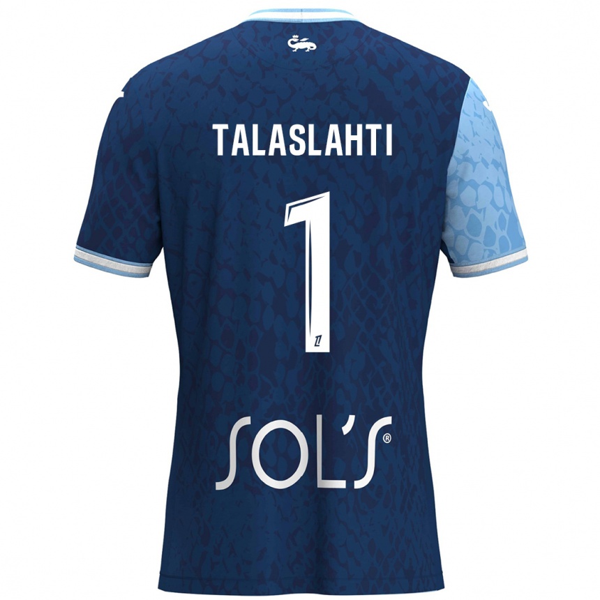 Kids Football Katriina Talaslahti #1 Sky Blue Dark Blue Home Jersey 2024/25 T-Shirt Australia