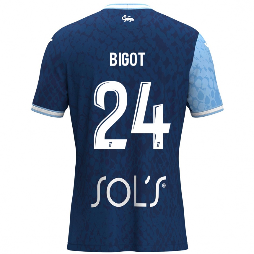 Kids Football Maureen Bigot #24 Sky Blue Dark Blue Home Jersey 2024/25 T-Shirt Australia