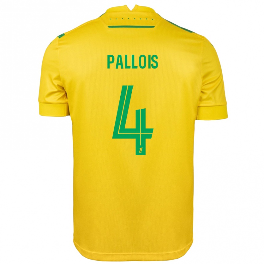 Kids Football Nicolas Pallois #4 Yellow Green Home Jersey 2024/25 T-Shirt Australia