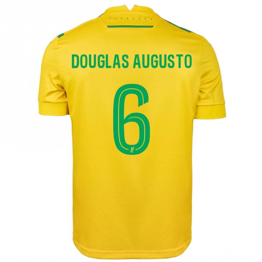 Kids Football Douglas Augusto #6 Yellow Green Home Jersey 2024/25 T-Shirt Australia