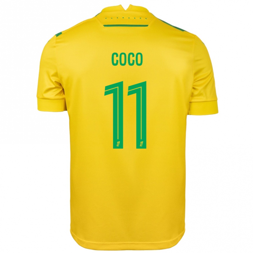 Kids Football Marcus Coco #11 Yellow Green Home Jersey 2024/25 T-Shirt Australia