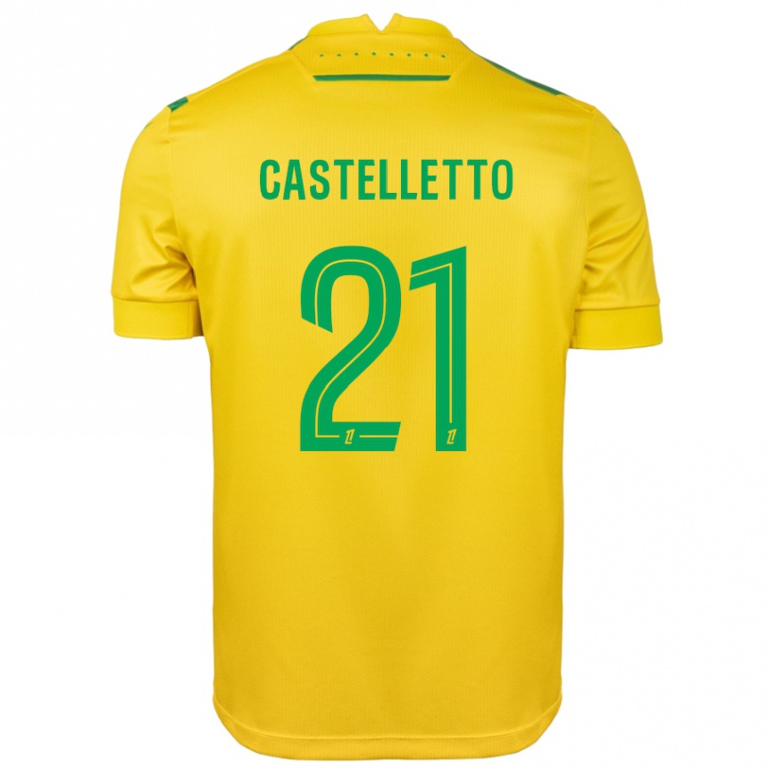 Kids Football Jean-Charles Castelletto #21 Yellow Green Home Jersey 2024/25 T-Shirt Australia