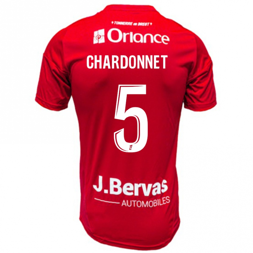 Kids Football Brendan Chardonnet #5 Red White Home Jersey 2024/25 T-Shirt Australia