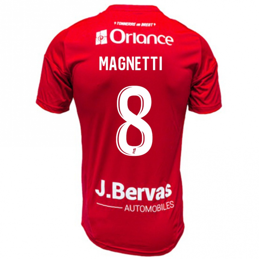 Kids Football Hugo Magnetti #8 Red White Home Jersey 2024/25 T-Shirt Australia