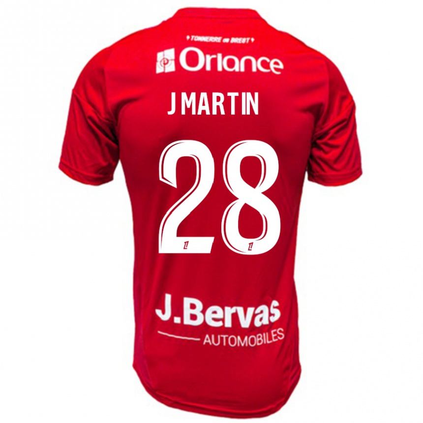 Kids Football Jonas Martin #28 Red White Home Jersey 2024/25 T-Shirt Australia