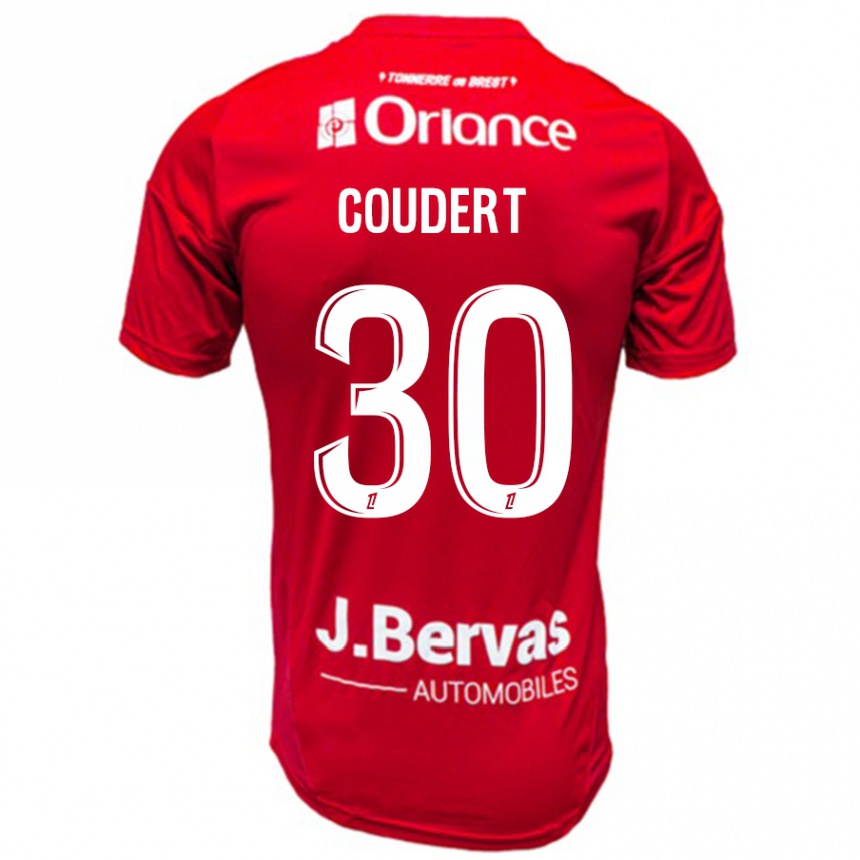 Kids Football Grégoire Coudert #30 Red White Home Jersey 2024/25 T-Shirt Australia