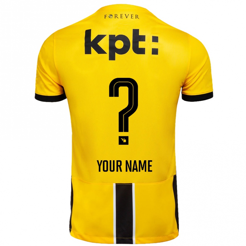 Kids Football Your Name #0 Yellow Black Home Jersey 2024/25 T-Shirt Australia